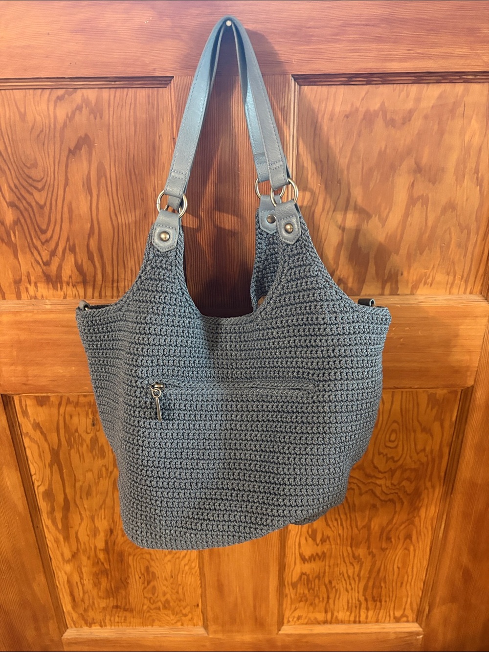 The Sak Roma shopper Women's Crochet Tote Bag in Slate Blue - Classic Shoulder